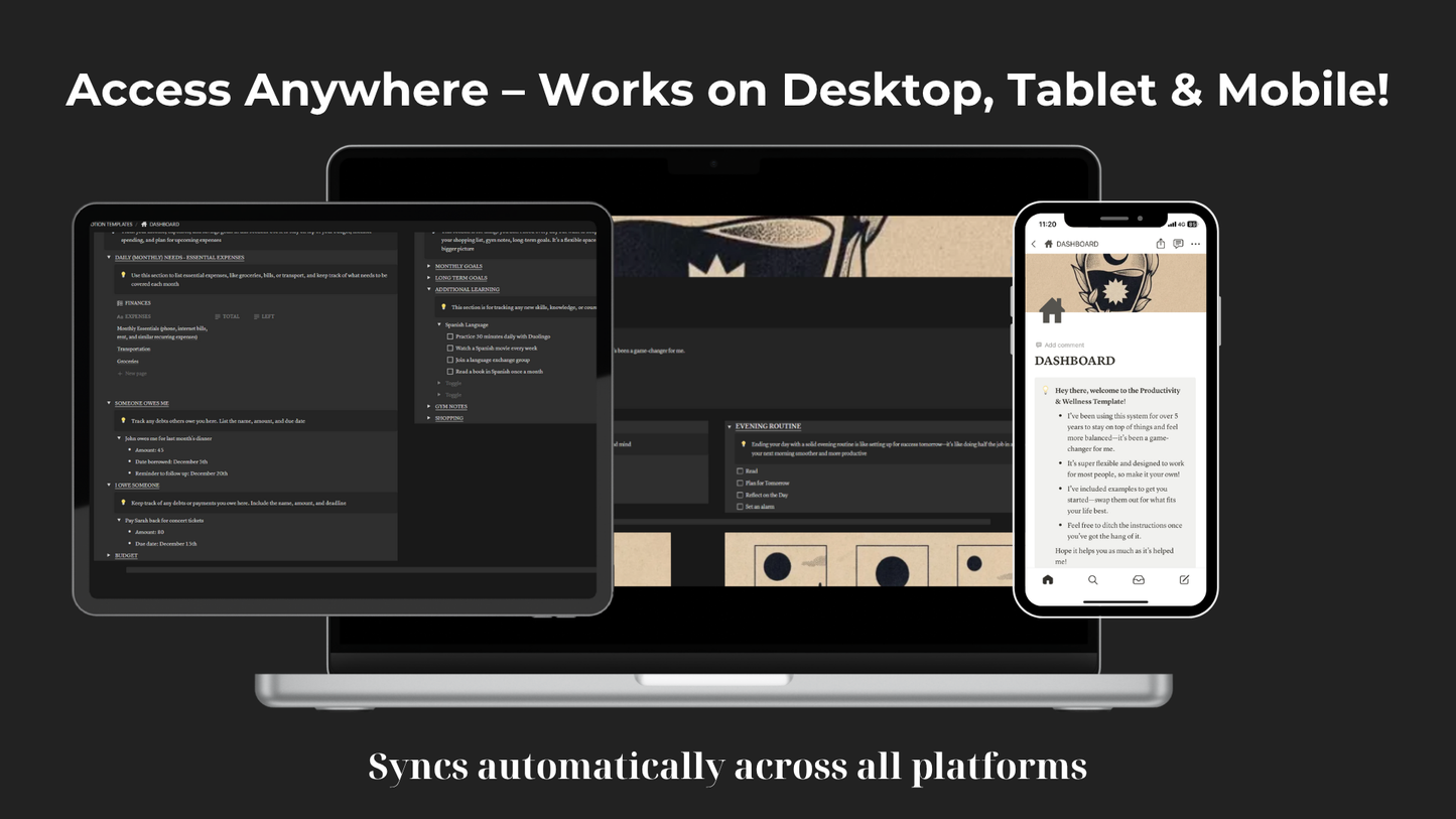 All-in-One Notion Template for Productivity, Wellness & Finance